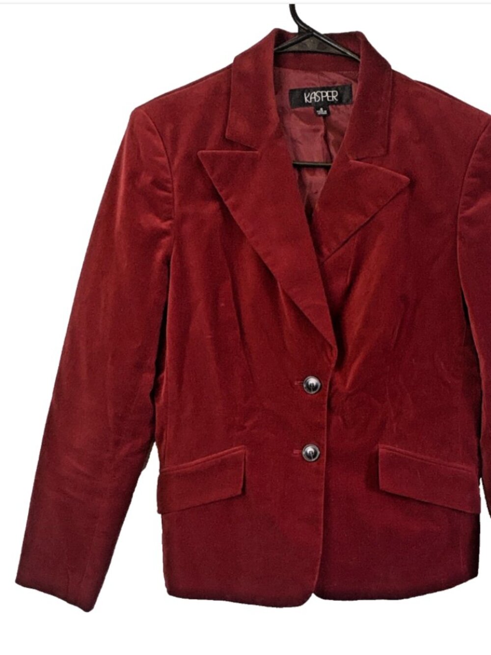 Vintage Red Velvet Blazer Jacket Women's Size 8 Kasper Cotton